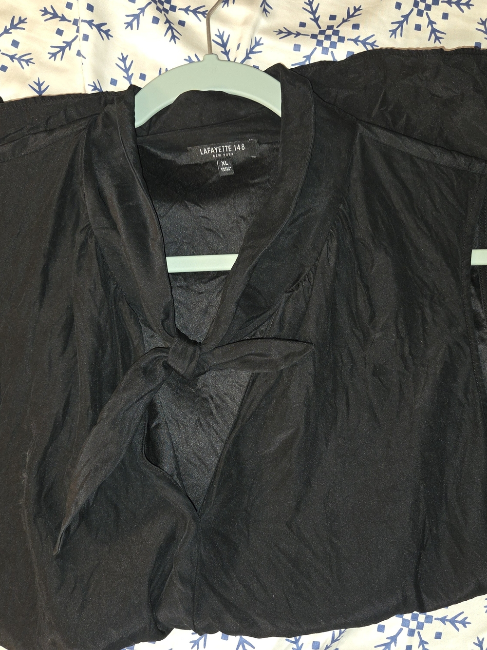 Lafayette 148 New York Black Satin Blouse - Picture 4 of 4
